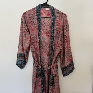 100% Silk Paisley Bohemian Kimono Robe